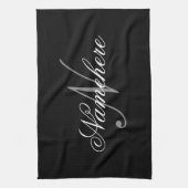 Uniek monogram voor speciale zwart-witnamen theedoek (Verticaal)