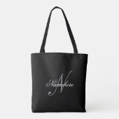 Uniek monogram voor speciale zwart-witnamen tote bag (Achterkant)