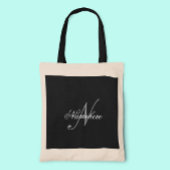 Uniek monogram voor speciale zwart-witnamen tote bag