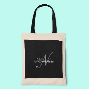 Uniek monogram voor speciale zwart-witnamen tote bag