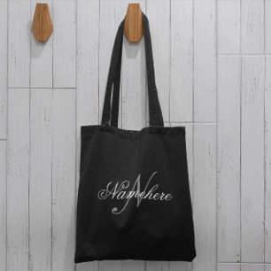 Uniek monogram voor speciale zwart-witnamen tote bag