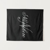 Uniek monogram voor speciale zwart-witnamen wandkleed (Voorkant (horizontaal))