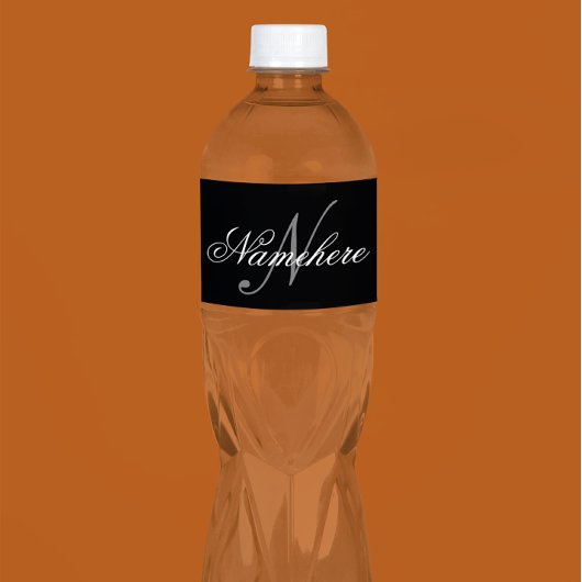 Uniek monogram voor speciale zwart-witnamen waterfles etiket