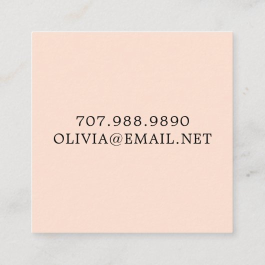 Uniek Monogram Zwart Cream Belkaart Vierkante Visitekaartje (Achterkant)