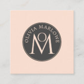 Uniek Monogram Zwart Cream Belkaart Vierkante Visitekaartje (Voorkant)