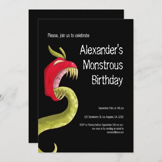 Uniek Monster Jongens Verjaardagsfeest Kaart (Voorkant / Achterkant)