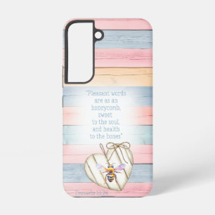 Uniek namaak pastelkleurig houten hart watercolor samsung galaxy hoesje