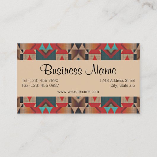 Uniek Native American Tribal Art Patroon Visitekaartje (Achterkant)