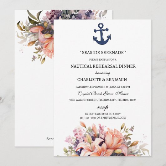 Uniek Nautical Theme Beach repetitie diner Kaart (Voorkant / Achterkant)