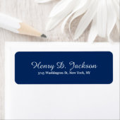Uniek Navy Blue Klassiek Script Creatief Plain Etiket (Insitu)