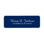Uniek Navy Blue Klassiek Script Creatief Plain Etiket (Voorkant)