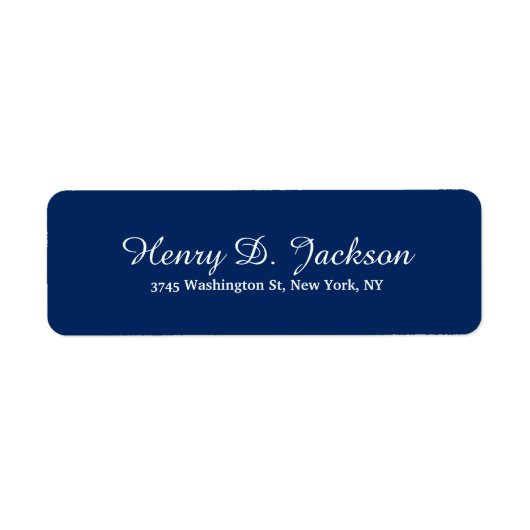 Uniek Navy Blue Klassiek Script Creatief Plain Etiket (Voorkant)