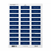 Uniek Navy Blue Klassiek Script Creatief Plain Etiket (Full Sheet)