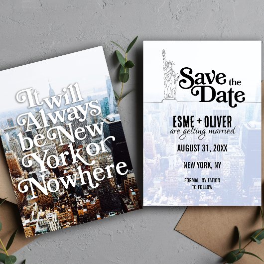 Uniek New York City bruiloft thema Save the Date