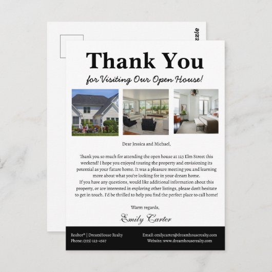 Uniek onroerend goed open huis dank u briefkaart (Voorkant / Achterkant)