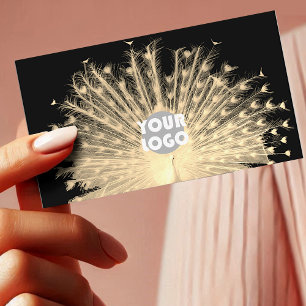Uniek Ontwerp Golden Peacock Custom Logo op Zwart Visitekaartje