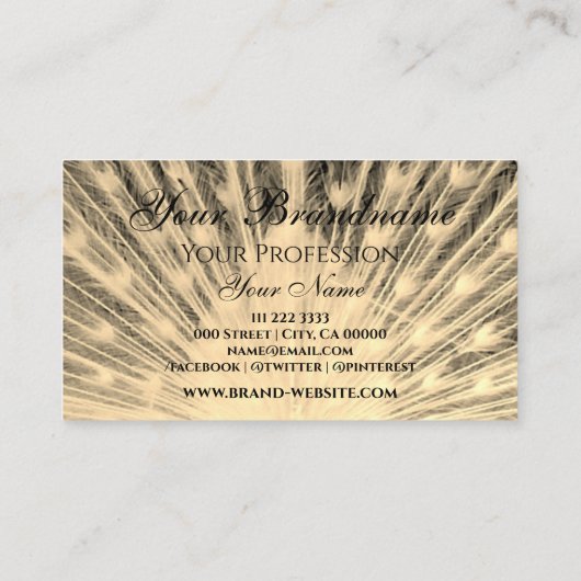 Uniek Ontwerp Golden Peacock Custom Logo op Zwart Visitekaartje (Achterkant)