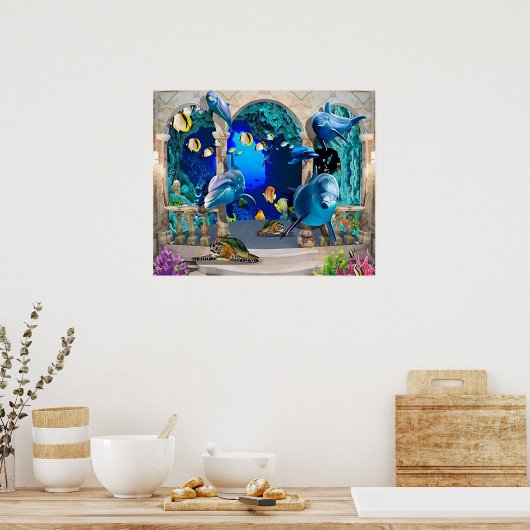 Uniek ontwerp onder het zee en onderwaterwereld poster (Keuken)