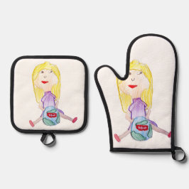 Uniek ontwerp schort ovenwant & pannenlap set