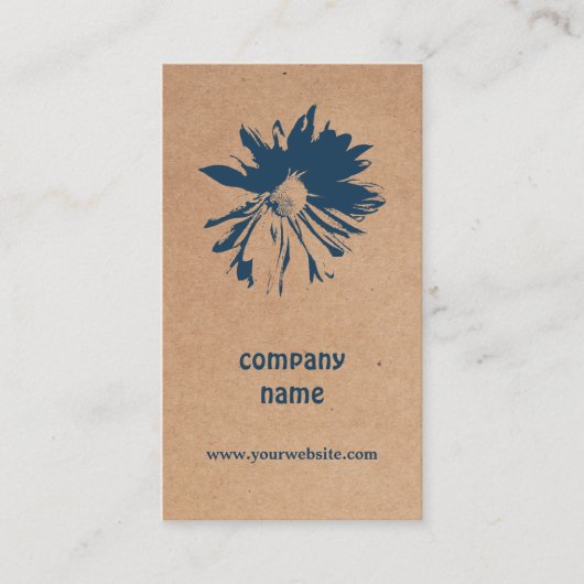 Uniek ontwerp van bruin Kraft Paper Blue Flower Fl Visitekaartje (Voorkant)