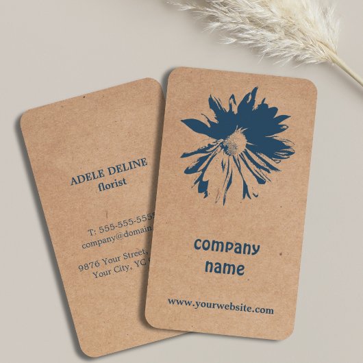 Uniek ontwerp van bruin Kraft Paper Blue Flower Fl Visitekaartje