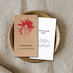 Uniek ontwerp van bruin Kraft Paper Red Flower Flo Visitekaartje
