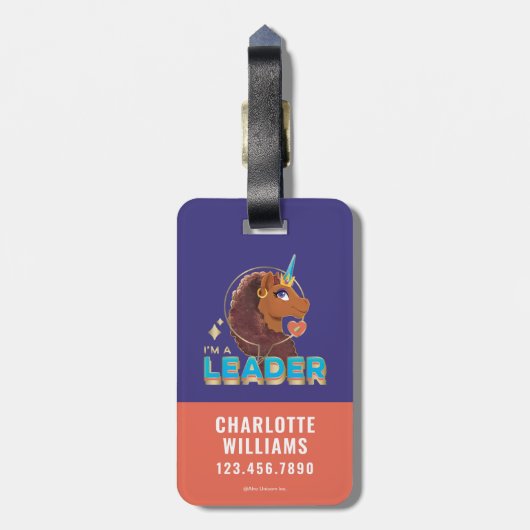 Uniek ontwerp van de eenhoorn "I'm a Leader" Bagagelabel (Achterkant verticaal)