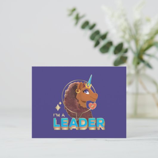 Uniek ontwerp van de eenhoorn "I'm a Leader" Briefkaart (Staand voorkant)