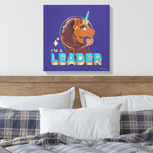 Uniek ontwerp van de eenhoorn "I'm a Leader" Canvas Afdruk (Insitu (Slaapkamer))