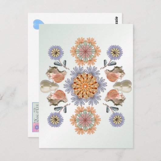Uniek ontwerp van de Shell-kunst van Mermaid's tui Briefkaart (Voorkant / Achterkant)