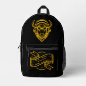 Uniek ontwerp van een bizon met hoofdtelefoon bedrukte rugzak (Voorkant)