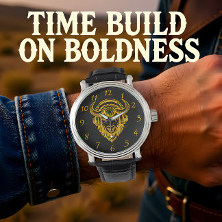 Uniek ontwerp van een bizon met hoofdtelefoon horloge