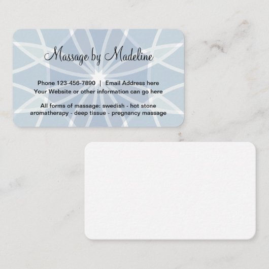 Uniek ontwerp van massagetherapist visitekaartje (Voorkant / Achterkant)