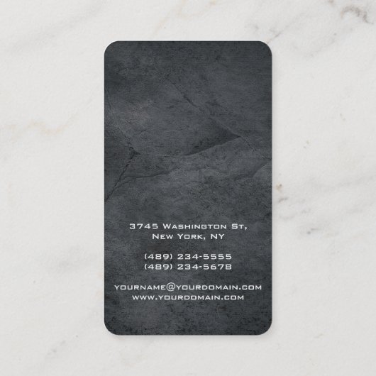Uniek ontwerp voor verticaal artistiek grijs ontwe visitekaartje (Achterkant)