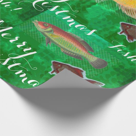 Uniek ontwerp Vrolijk kerstfeest met vis Cadeaupapier (Hoek)