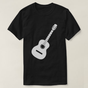 Uniek ontwerp   Witte silhouetgitaar op zwart T-shirt