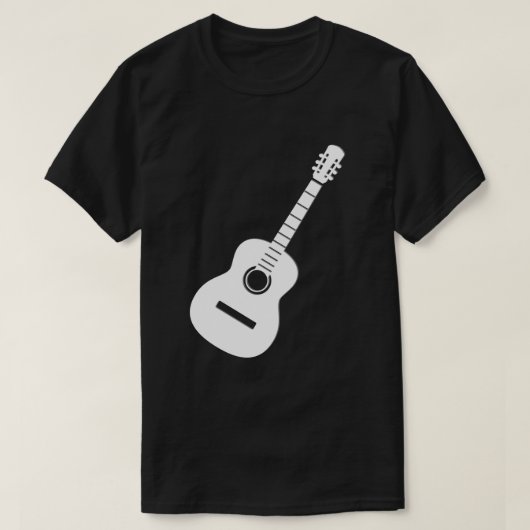 Uniek ontwerp: witte Silhouette Guitar op zwart T-shirt (Design voorkant)