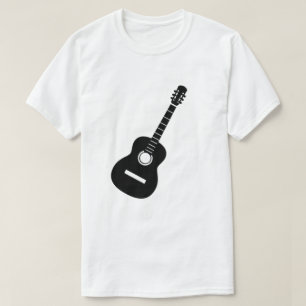 Uniek ontwerp zwarte Silhouette Guitar op witte T T-shirt