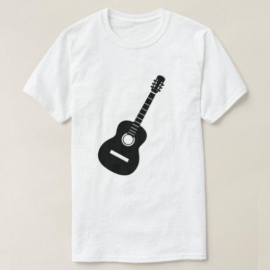 Uniek ontwerp zwarte Silhouette Guitar op witte T T-shirt (Design voorkant)