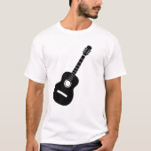 Uniek ontwerp zwarte Silhouette Guitar op witte T T-shirt (Voorkant)