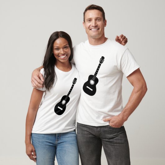 Uniek ontwerp zwarte Silhouette Guitar op witte T T-shirt (Unisex)