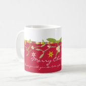 Uniek ontworpen rode kerst dank u mok (Voorkant links)
