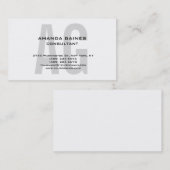 Uniek origineel klassiek grijs monogram wit visitekaartje (Voorkant / Achterkant)