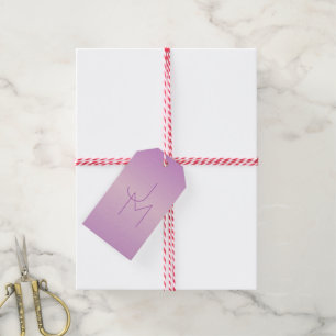 Uniek overlappend monogram Zacht lavendelroze Cadeaulabel