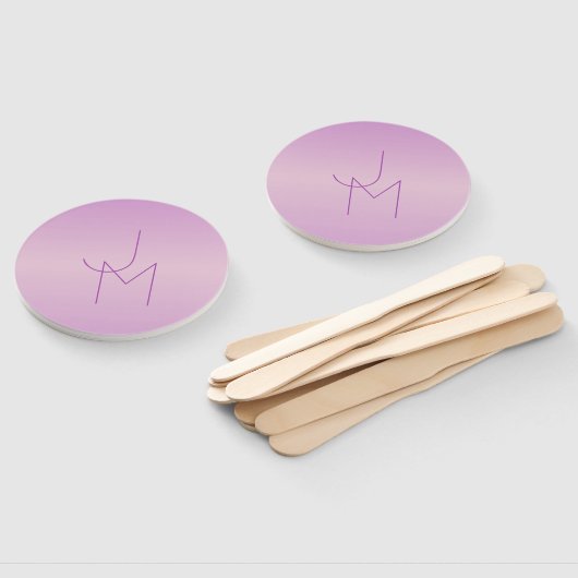 Uniek overlappend monogram | Zacht lavendelroze Handwaaier (Niet-gemonteerd)