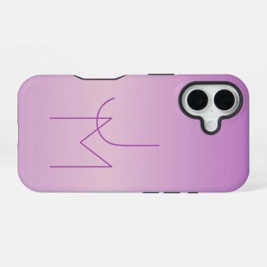Uniek overlappend monogram | Zacht lavendelroze iPhone 16 Hoesje (Achterkant horizontaal)