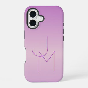 Uniek overlappend monogram   Zacht lavendelroze iPhone 16 Hoesje