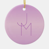 Uniek overlappend monogram | Zacht lavendelroze Keramisch Ornament (Voorkant)