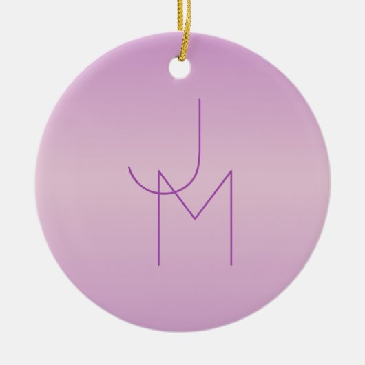 Uniek overlappend monogram | Zacht lavendelroze Keramisch Ornament (Voorkant)