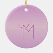 Uniek overlappend monogram | Zacht lavendelroze Keramisch Ornament (Achterkant)